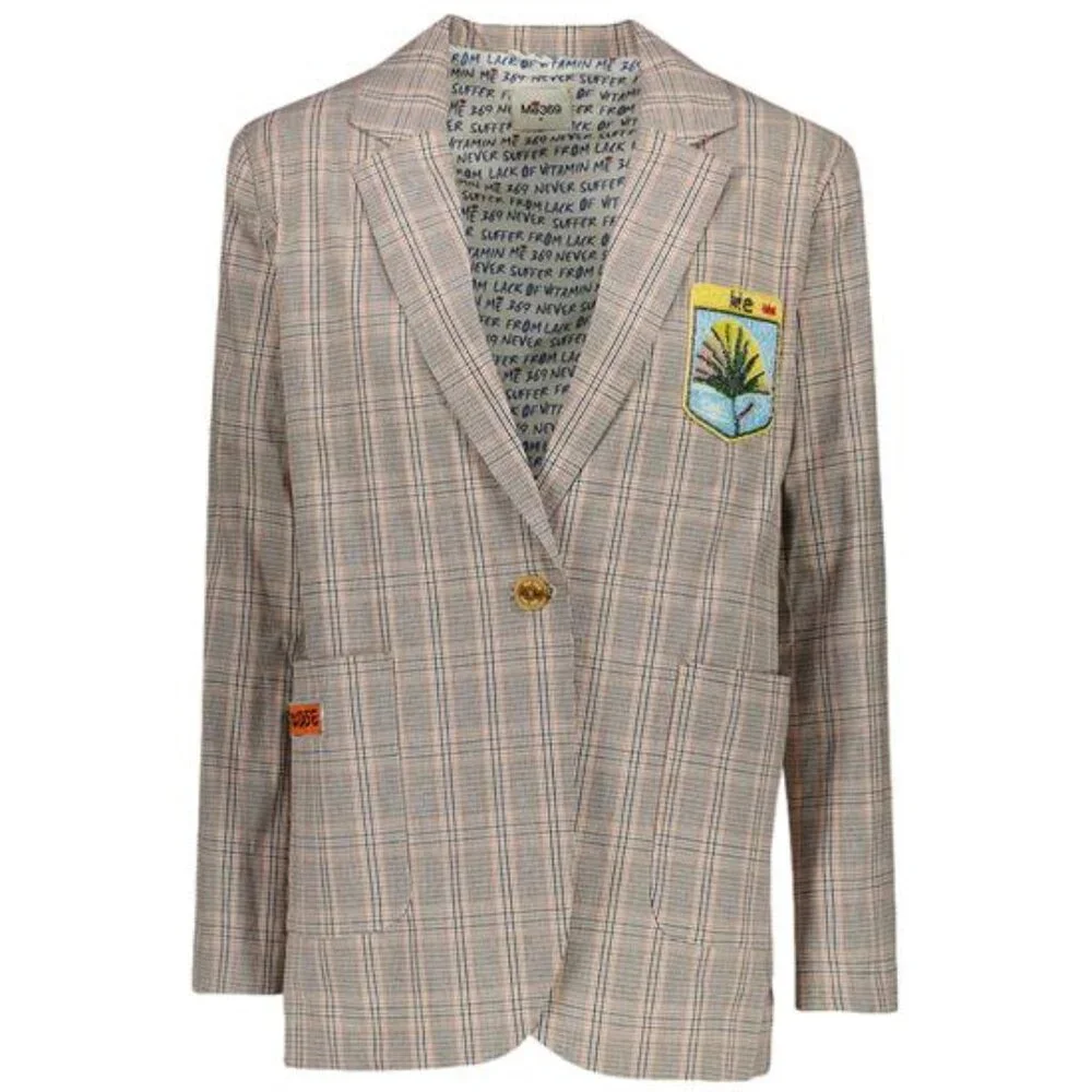 ME369 Freya Check Blazer Sun Patch Oversized Tailored Jacket NWT Size S - Picture 1 of 3